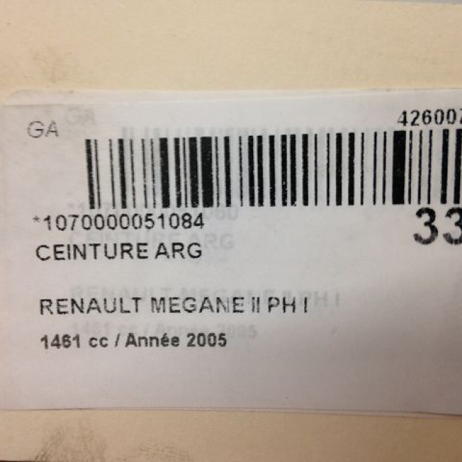 Ceinture arrière gauche occasion RENAULT MEGANE II Phase 1 09-2003->12-2005 1.5 DCI 80ch 8200562488 3