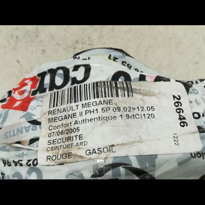 Ceinture arrière droite occasion RENAULT MEGANE II Phase 1 09-2003->12-2005 1.9 DCI 120ch 8200562491 3