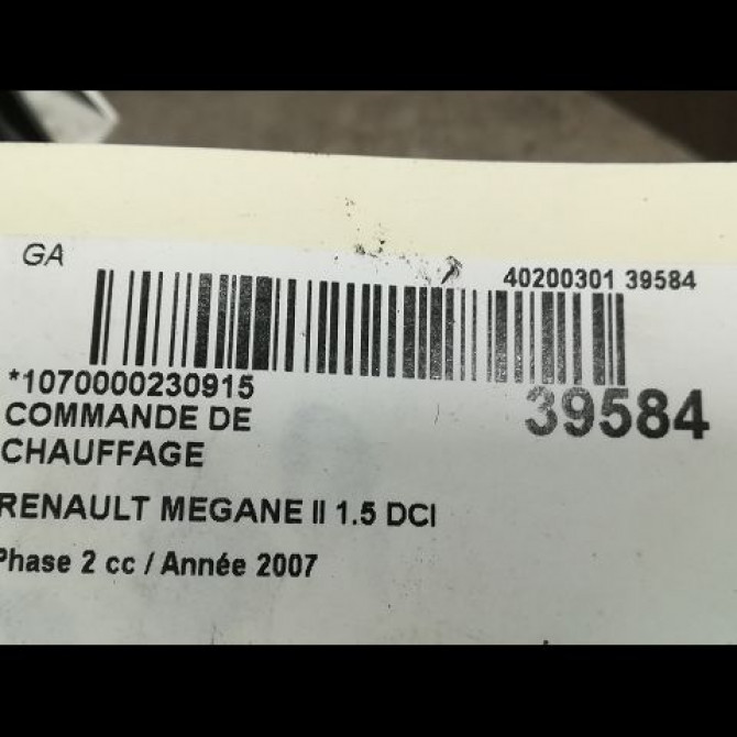 Commande de chauffage occasion RENAULT MEGANE II Phase 2 01-2006->06-2009 1.5 DCI 105ch 7701064234 3