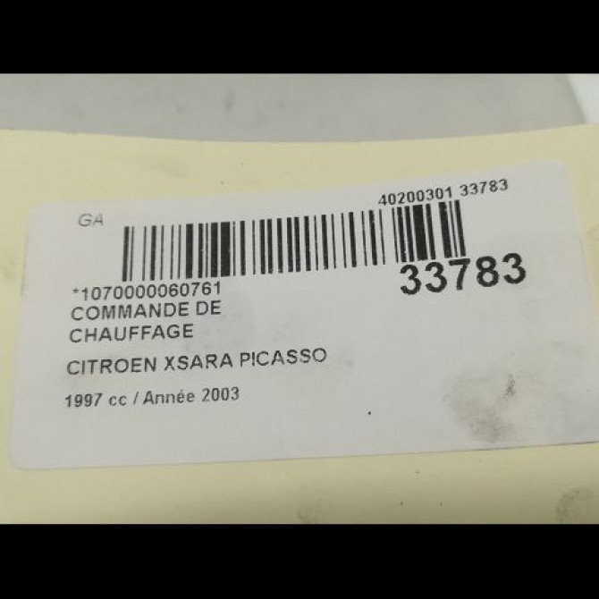 Commande de chauffage occasion CITROEN XSARA PICASSO Phase 1 12-1999->02-2004 6451NW 5