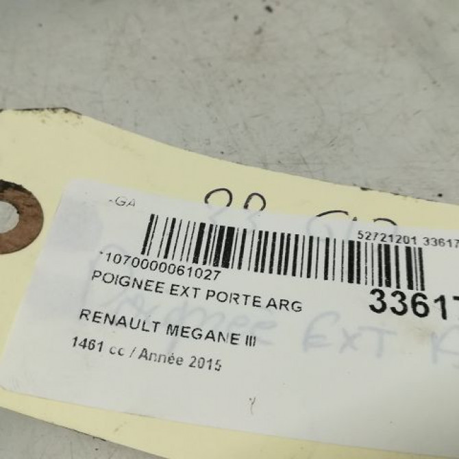 Poignee ext porte arg occasion RENAULT MEGANE III Phase 3 10-2013->... 1.6 DCI 130ch 806706656R 3