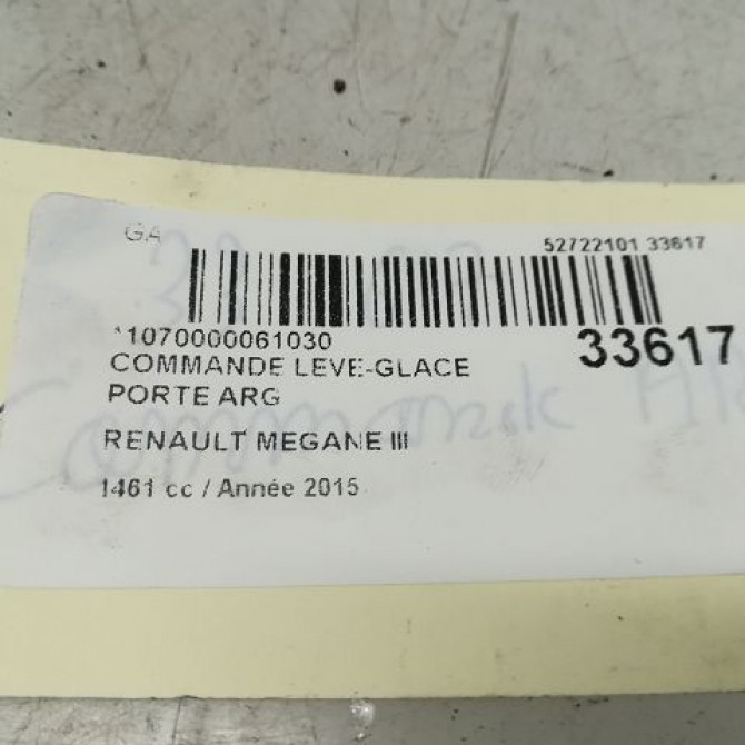 Commande leve-glace porte arrière gauche occasion RENAULT MEGANE III Phase 3 10-2013->... 1.6 DCI 130ch 4