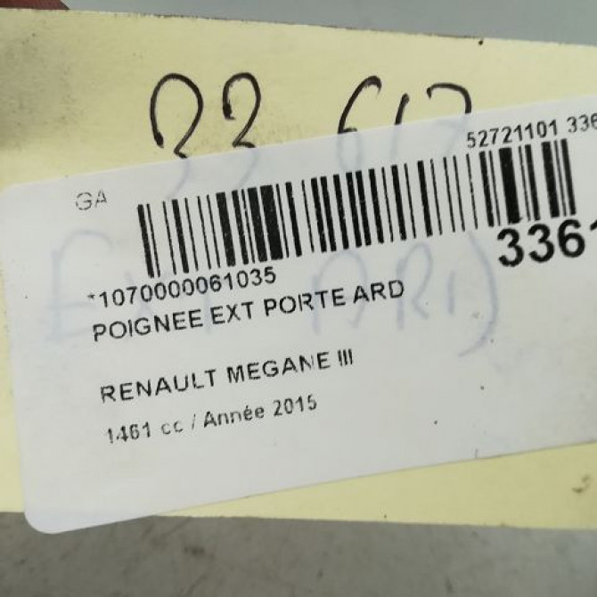 Poignee ext porte ard occasion RENAULT MEGANE III Phase 3 10-2013->... 1.6 DCI 130ch 806706656R 3