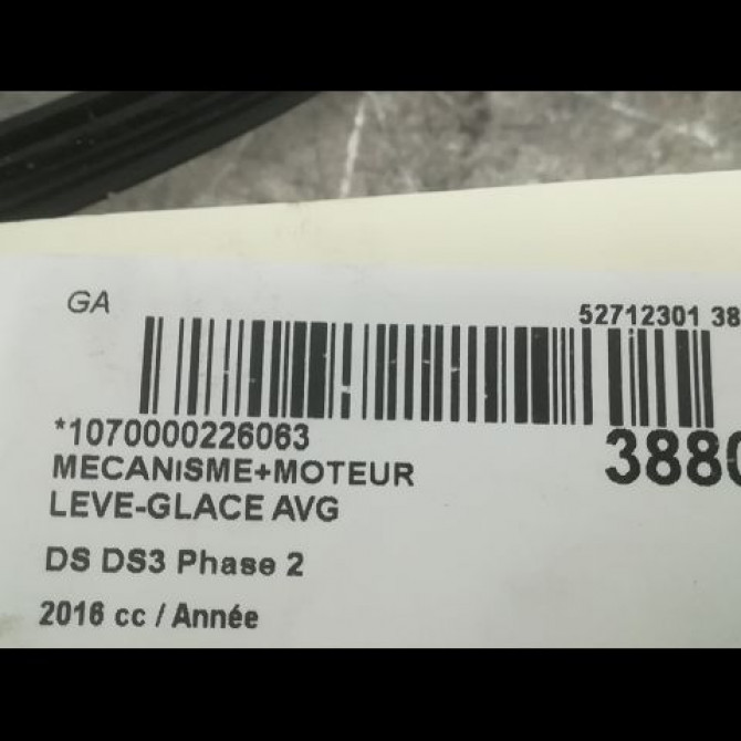 Mecanisme+moteur leve-glace avg occasion DS DS3 Phase 2 06-2014->... 9802740880 3