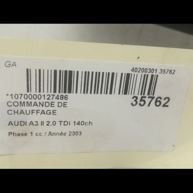 Commande de chauffage occasion AUDI A3 II Phase 1 06-2003->06-2008 2.0 TDi 140ch 3