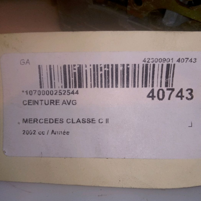 Ceinture avant gauche occasion MERCEDES CLASSE C II Phase 1 05-2000->03-2004 4