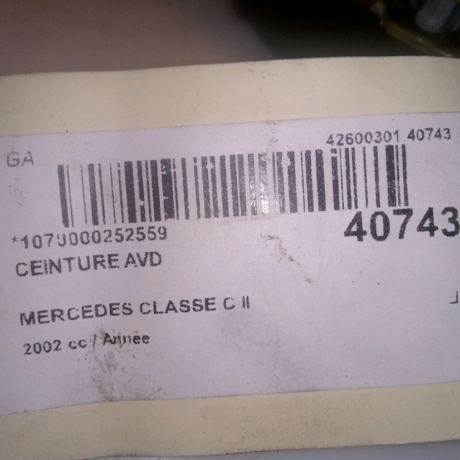 Ceinture avant droite occasion MERCEDES CLASSE C II Phase 1 05-2000->03-2004 4