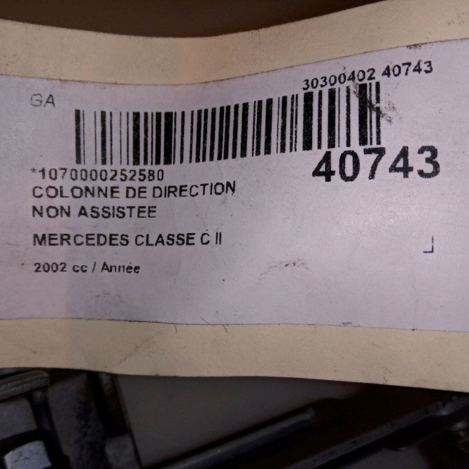 Colonne de direction non assistee occasion MERCEDES CLASSE C II Phase 1 05-2000->03-2004 4