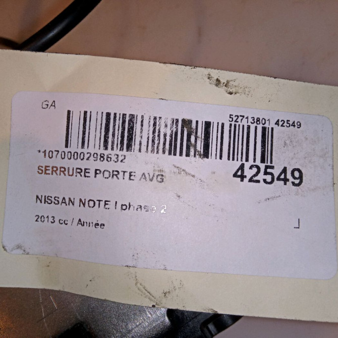 Serrure porte avg occasion NISSAN NOTE I phase 2 03-2009->02-2014 805019U10C 4