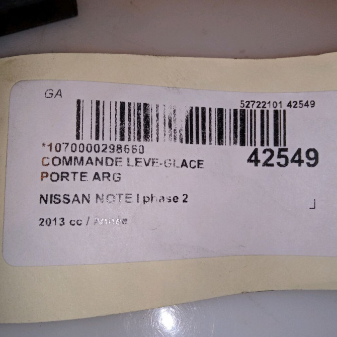 Commande leve-glace porte arrière gauche occasion NISSAN NOTE I phase 2 03-2009->02-2014 25411ED03A 4