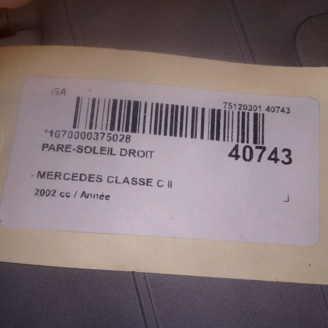 Pare-soleil droit occasion MERCEDES CLASSE C II Phase 1 05-2000->03-2004 4