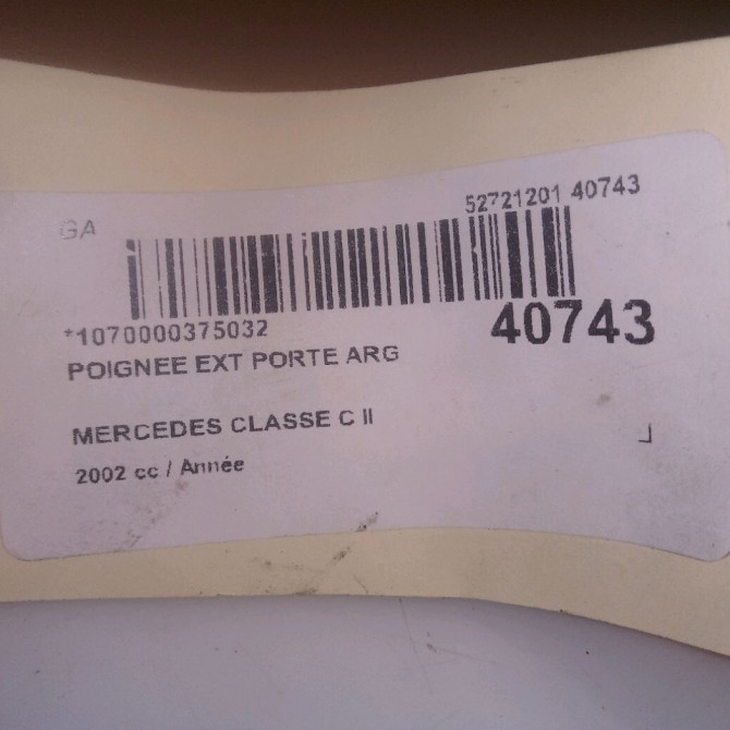 Poignee ext porte arg occasion MERCEDES CLASSE C II Phase 1 05-2000->03-2004 4