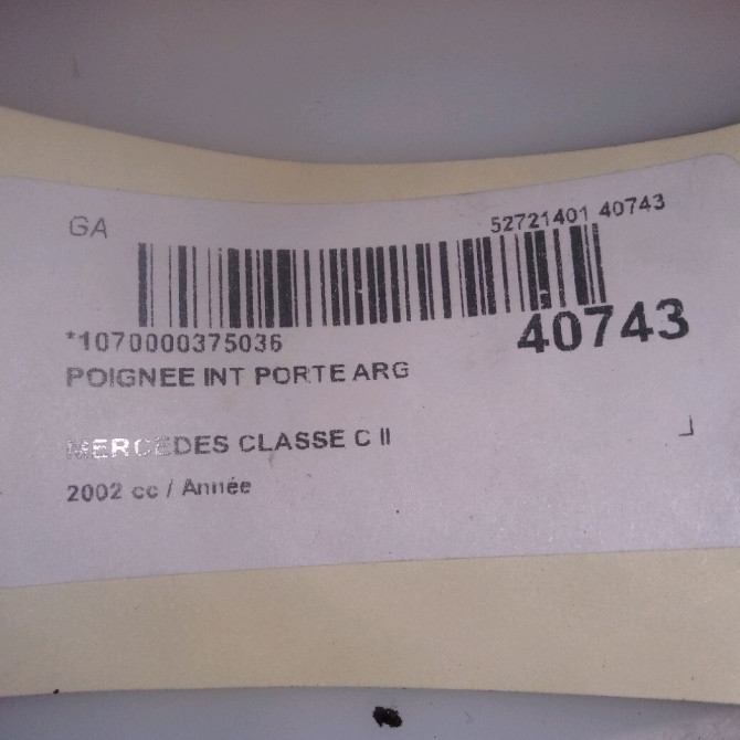 Poignee int porte arg occasion MERCEDES CLASSE C II Phase 1 05-2000->03-2004 4