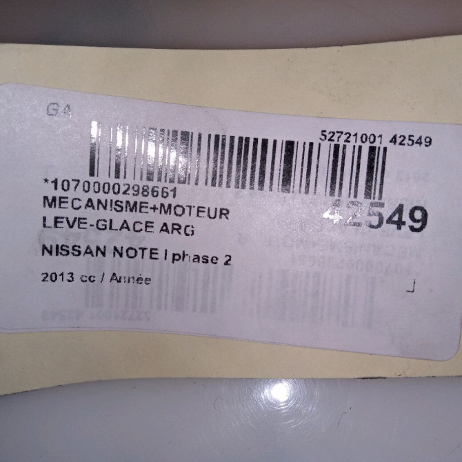 Mecanisme+moteur leve-glace arg occasion NISSAN NOTE I phase 2 03-2009->02-2014 827019U00B 4