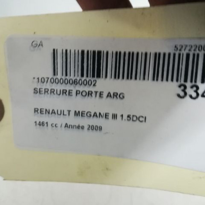 Serrure porte arg occasion RENAULT MEGANE III Phase 1 11-2008->01-2012 825030002R 5