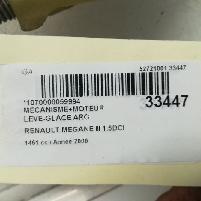 Mecanisme+moteur leve-glace arg occasion RENAULT MEGANE III Phase 1 11-2008->01-2012 827210003R 5