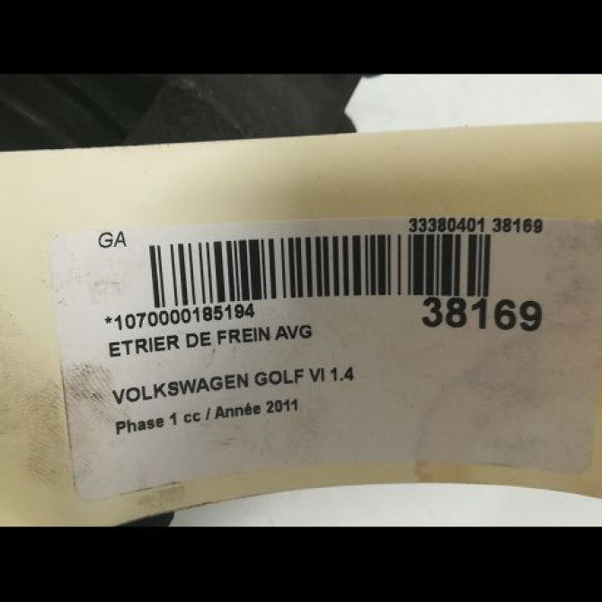 Etrier de frein avant gauche occasion VOLKSWAGEN GOLF VI Phase 1 10-2008->04-2013 1.4 TSI 16v 122ch 1K0615124D 3