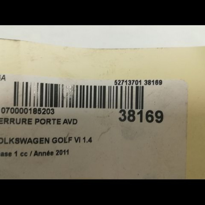 Serrure porte avd occasion VOLKSWAGEN GOLF VI Phase 1 10-2008->04-2013 1.4 TSI 16v 122ch 5K1837016H 3
