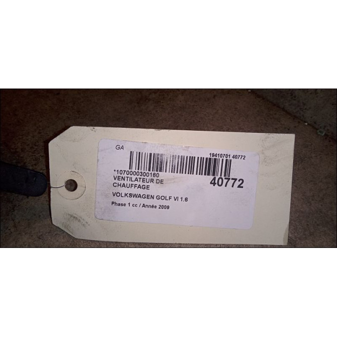 Ventilateur de chauffage occasion VOLKSWAGEN GOLF VI Phase 1 10-2008->04-2013 1.6 TDI 90ch 3
