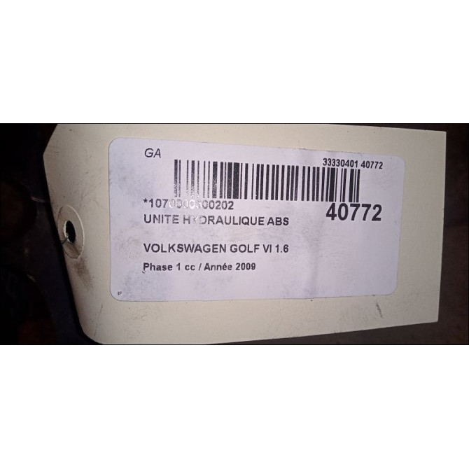 Unité hydraulique ABS occasion VOLKSWAGEN GOLF VI Phase 1 10-2008->04-2013 1.6 TDI 90ch 6