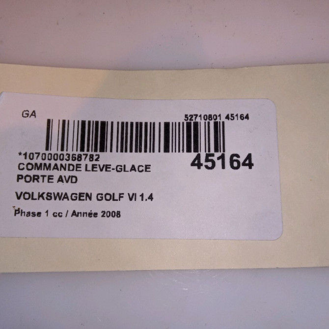 Commande lève-glace porte avant droite occasion VOLKSWAGEN GOLF VI Phase 1 10-2008->04-2013 1.4 TSI 16v 122ch 4
