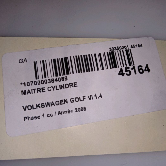 Maitre cylindre occasion VOLKSWAGEN GOLF VI Phase 1 10-2008->04-2013 1.4 TSI 16v 122ch 4