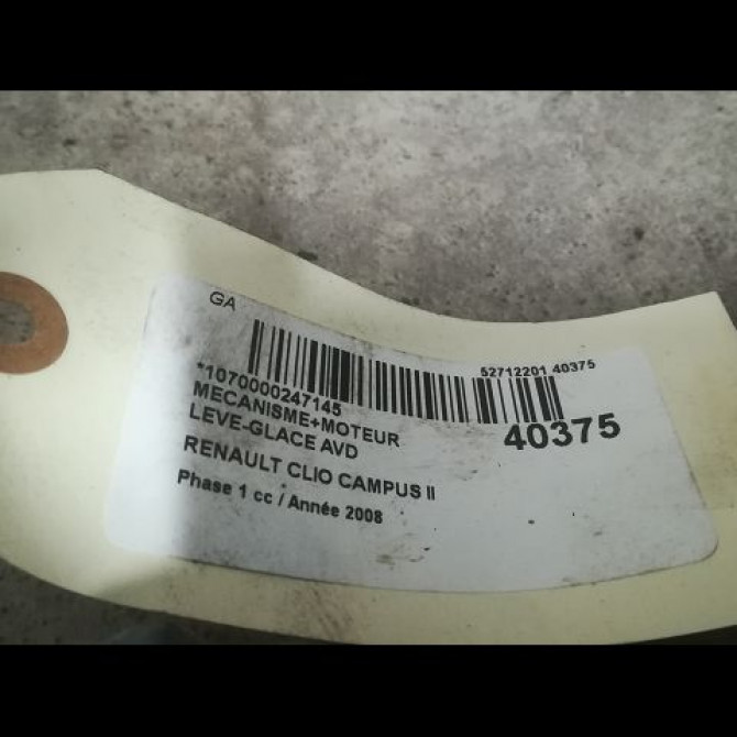 Mecanisme + moteur lève-glace avant droit occasion RENAULT CLIO CAMPUS II Phase 1 07-2006->07-2009 1.5 DCI 65ch 7700842246 3