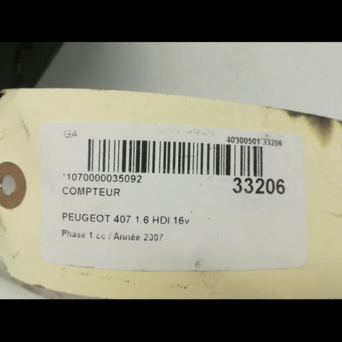 Compteur occasion PEUGEOT 407 Phase 1 04-2004->07-2008 1.6 HDI 16v 610386 4