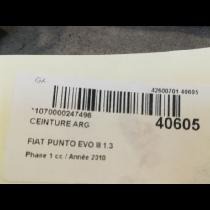 Ceinture arrière gauche occasion FIAT PUNTO EVO III Phase 1 10-2009->12-2013 1.3 MULTIJET 75ch 735547400 4