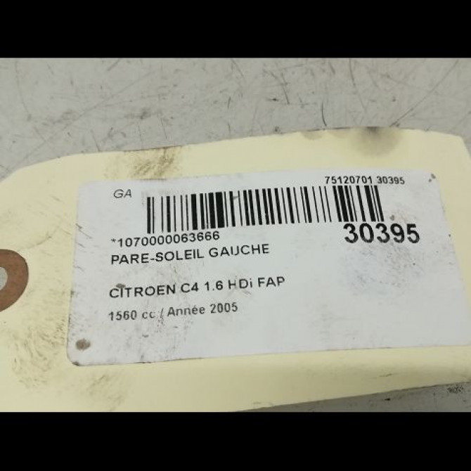 Pare-soleil gauche occasion CITROEN C4 I Phase 1 11-2004->07-2008 1.6 HDi 110ch 8143JF 3