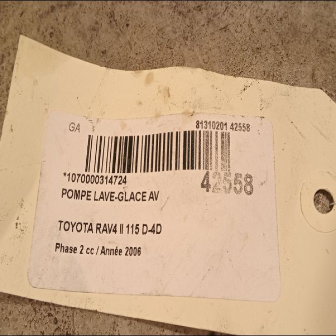 Pompe lave-glace avant occasion TOYOTA RAV4 II Phase 2 10-2003->12-2005 115 D-4D 8533060190 3