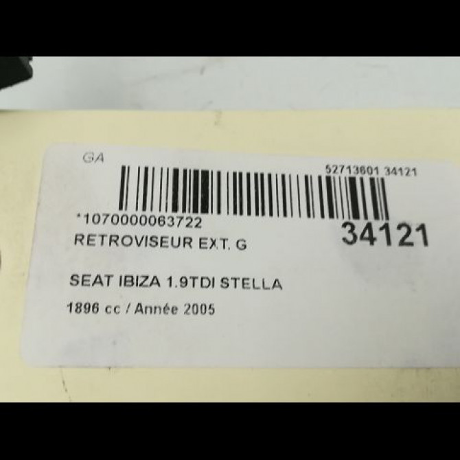 Retroviseur exterieur gauche occasion SEAT IBIZA III Phase 1 03-2002->03-2006 1.9 TDI 100ch 6L1857507AD9B9 3