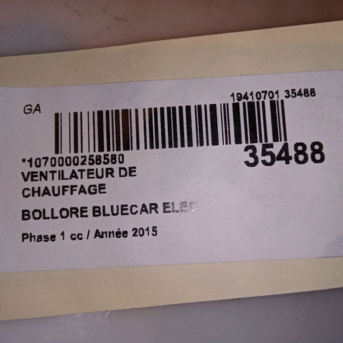 Ventilateur de chauffage occasion BOLLORE BLUECAR Phase 1 01-2011->... ELEC 4