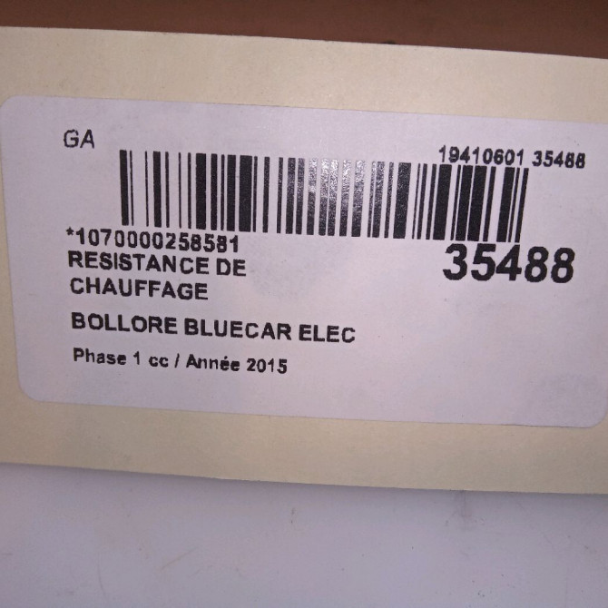 Resistance de chauffage occasion BOLLORE BLUECAR Phase 1 01-2011->... ELEC 3