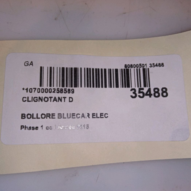 Clignotant droit occasion BOLLORE BLUECAR Phase 1 01-2011->... ELEC 4