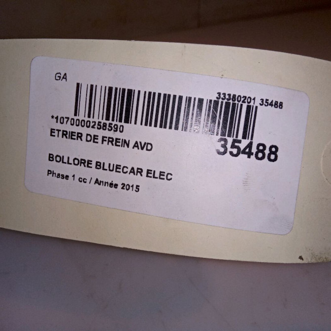 Etrier de frein avant droit occasion BOLLORE BLUECAR Phase 1 01-2011->... ELEC 4