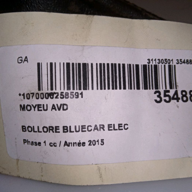 Moyeu avd occasion BOLLORE BLUECAR Phase 1 01-2011->... ELEC 4