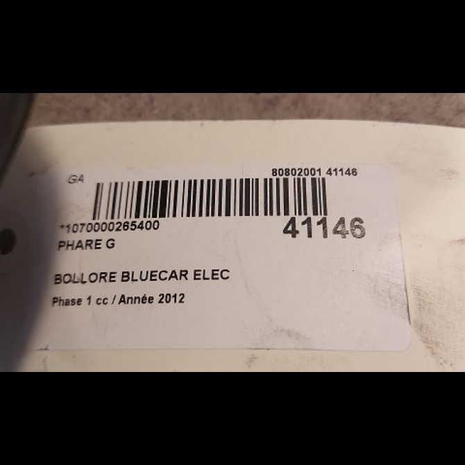 Phare gauche occasion BOLLORE BLUECAR Phase 1 01-2011->... ELEC 3