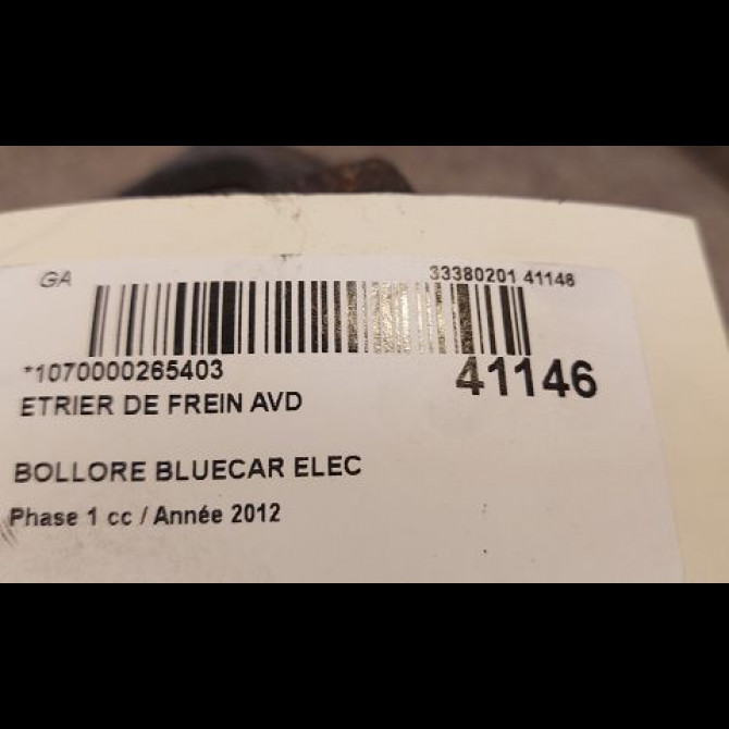 Etrier de frein avant droit occasion BOLLORE BLUECAR Phase 1 01-2011->... ELEC 3