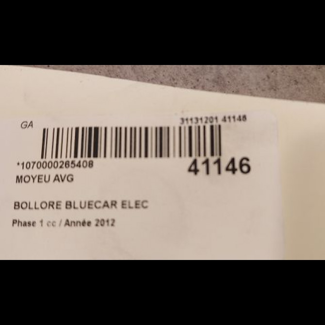 Moyeu avg occasion BOLLORE BLUECAR Phase 1 01-2011->... ELEC 3