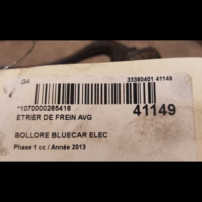 Etrier de frein avant gauche occasion BOLLORE BLUECAR Phase 1 01-2011->... ELEC 3