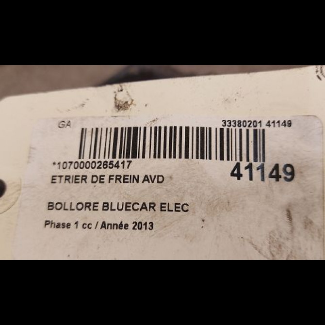 Etrier de frein avant droit occasion BOLLORE BLUECAR Phase 1 01-2011->... ELEC 3