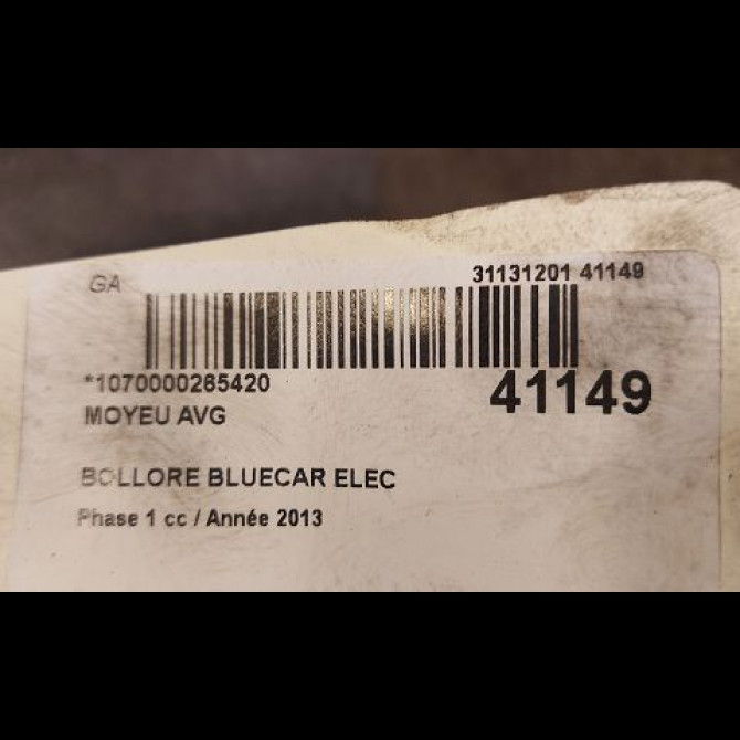 Moyeu avg occasion BOLLORE BLUECAR Phase 1 01-2011->... ELEC 3