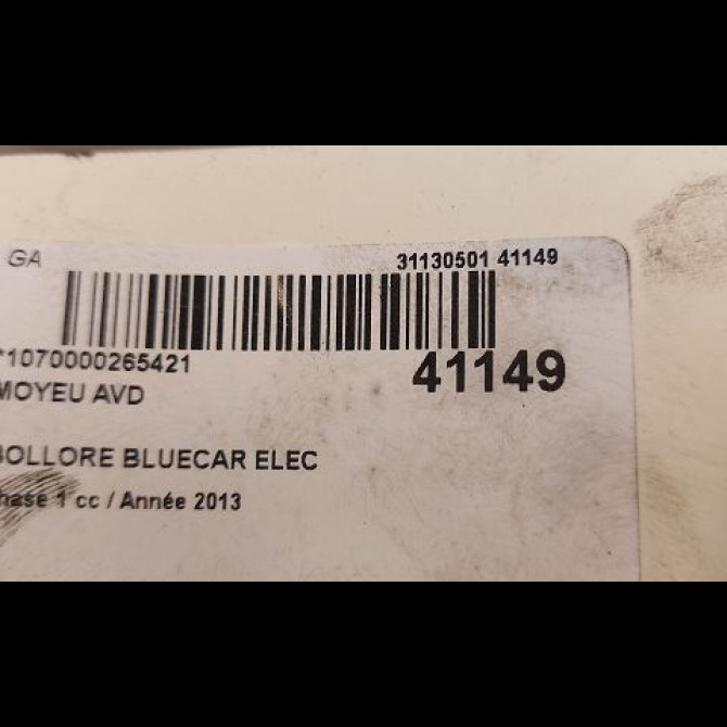 Moyeu avd occasion BOLLORE BLUECAR Phase 1 01-2011->... ELEC 3