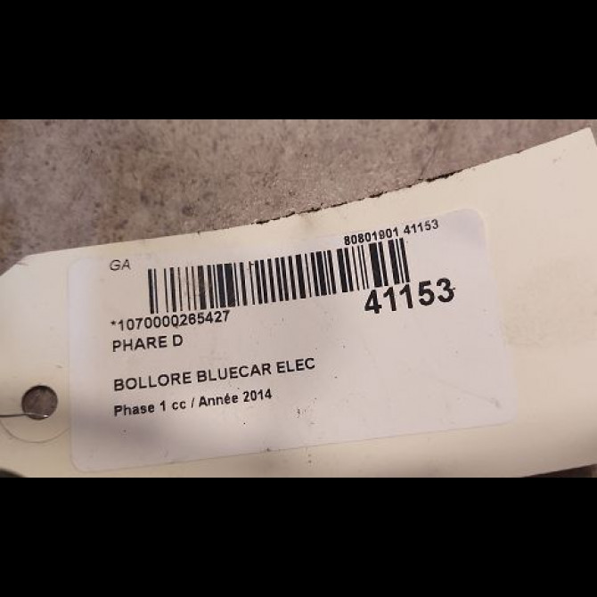 Phare droit occasion BOLLORE BLUECAR Phase 1 01-2011->... ELEC 3