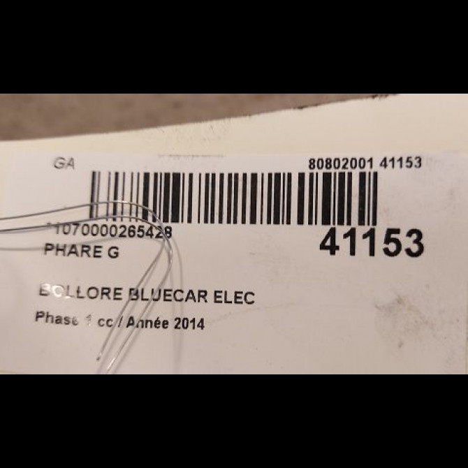 Phare gauche occasion BOLLORE BLUECAR Phase 1 01-2011->... ELEC 3