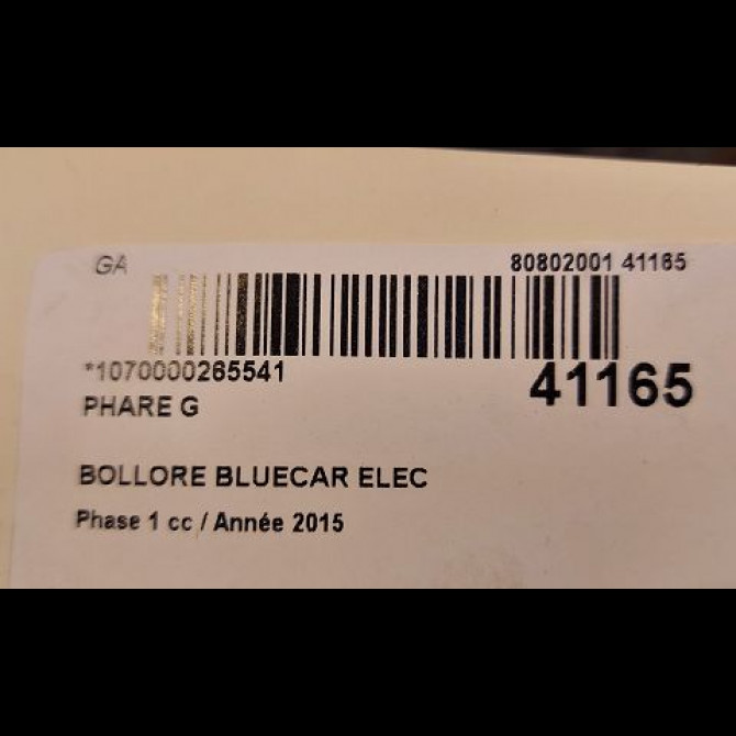 Phare gauche occasion BOLLORE BLUECAR Phase 1 01-2011->... ELEC 3
