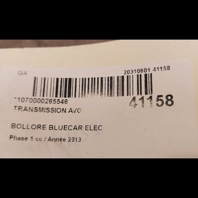 Transmission avant gauche occasion BOLLORE BLUECAR Phase 1 01-2011->... ELEC 4