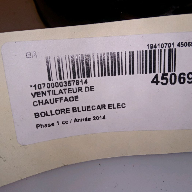 Ventilateur de chauffage occasion BOLLORE BLUECAR Phase 1 01-2011->... ELEC 4