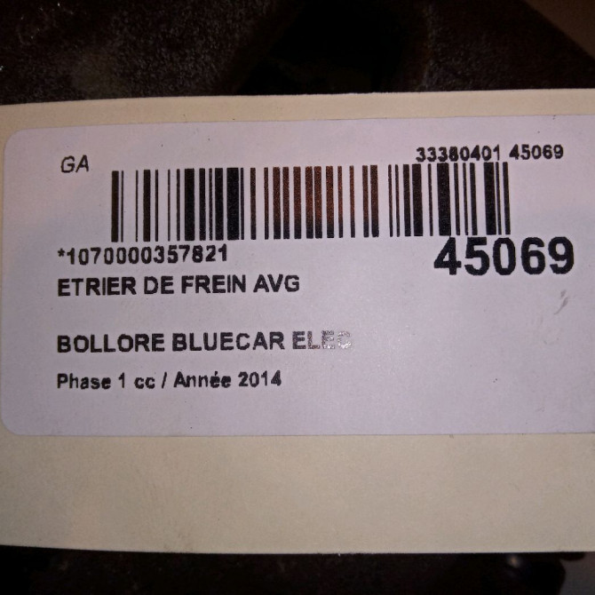 Etrier de frein avant gauche occasion BOLLORE BLUECAR Phase 1 01-2011->... ELEC 4